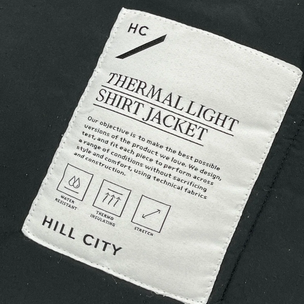 Hill City Thermal Light Shirt Jacket Mens Small Black Snap Huckberry Insulated